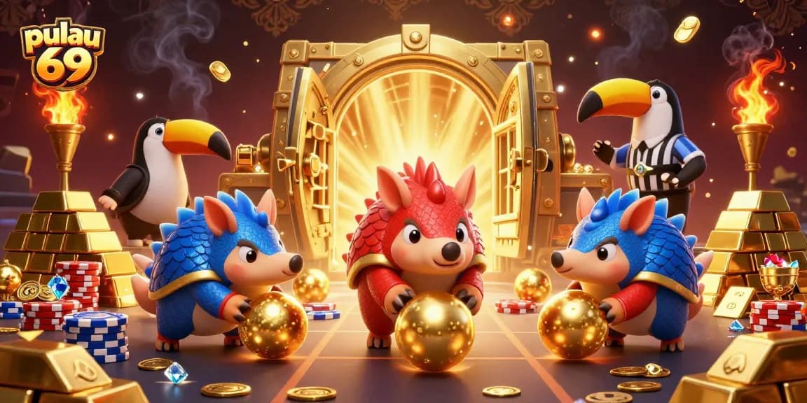 Experience pulau 69 action with rival pangolins bowling through poker chips in colorful 3D.