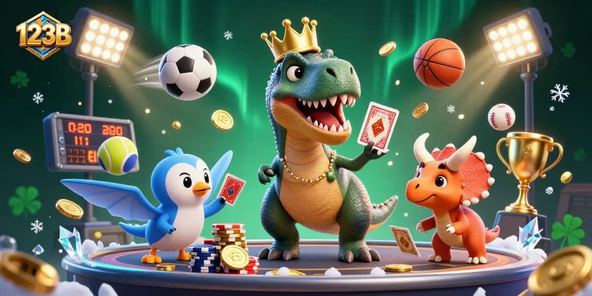 Engage with 123B's vibrant casino adventure featuring animated dinosaurs and dynamic gaming elements.
