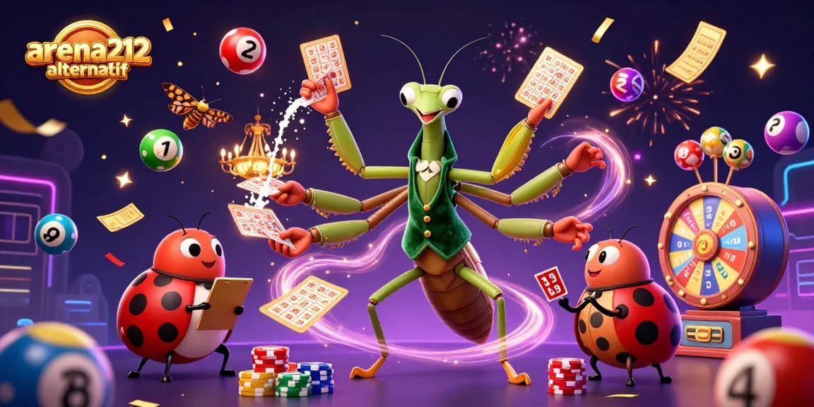 Slot dan keberuntungan menanti di arena212 alternatif dengan bola lotere berwarna-warni, bingkai emas, dan caesar judi.