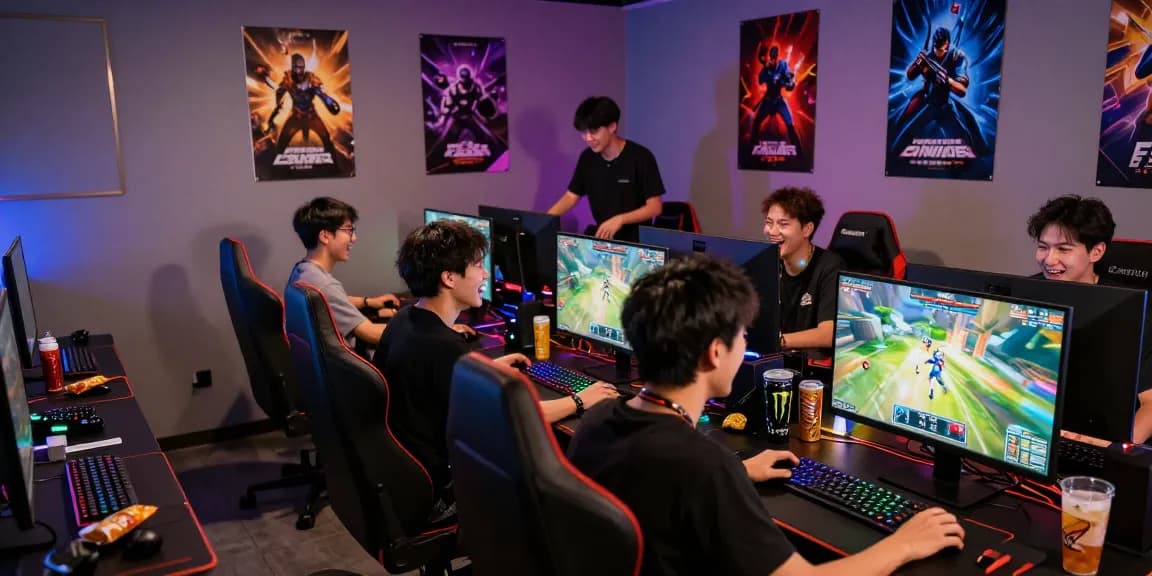 LUCK8 gaming enthusiasts enjoying an exciting multiplayer session in a vibrant online gaming setup.