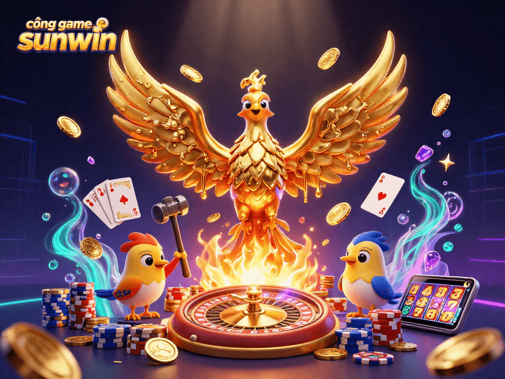 Experience thrilling gameplay at cổng game sunwin with a golden phoenix and casino riches.