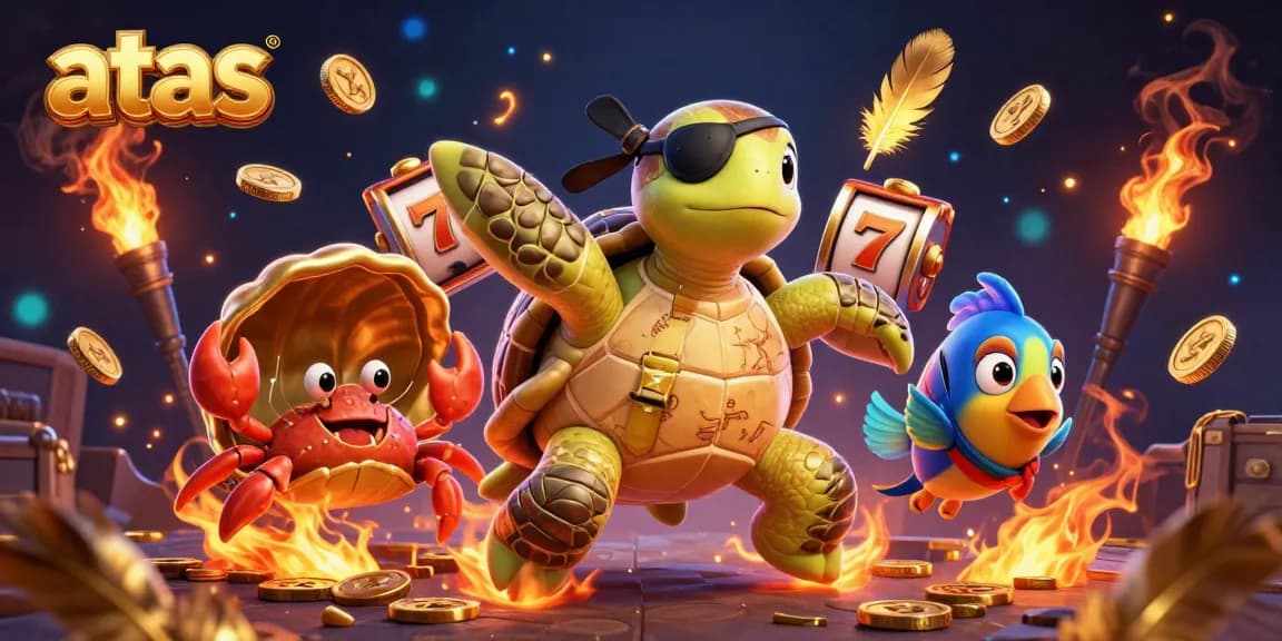 Experience thrilling slots action at atas, featuring pirate characters amidst vibrant casino elements.