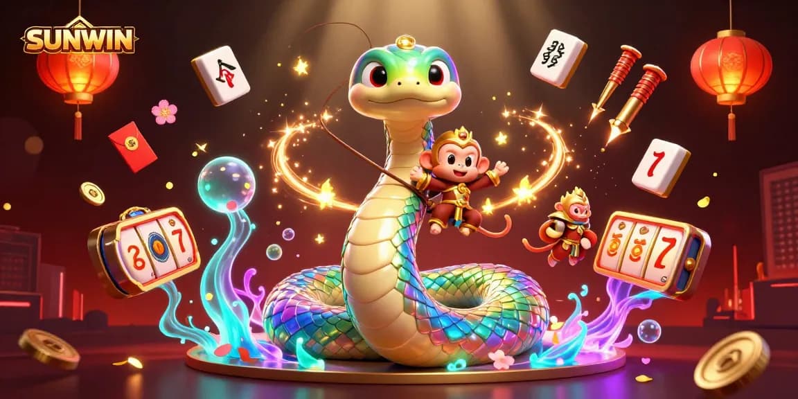 Experience the vibrant world of SUNWIN's gambling features with a 3D illustration of exciting elements and characters.