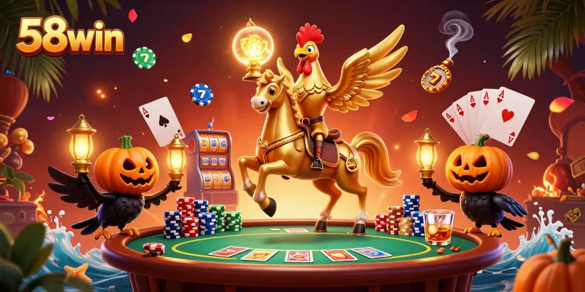 Experience the thrilling atmosphere of 58win's casino with vibrant characters and rich gameplay elements.