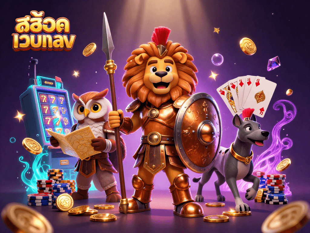 Experience thrilling gameplay with สล็อตเว็บตรง as animated characters celebrate wins amidst dazzling slot reels.