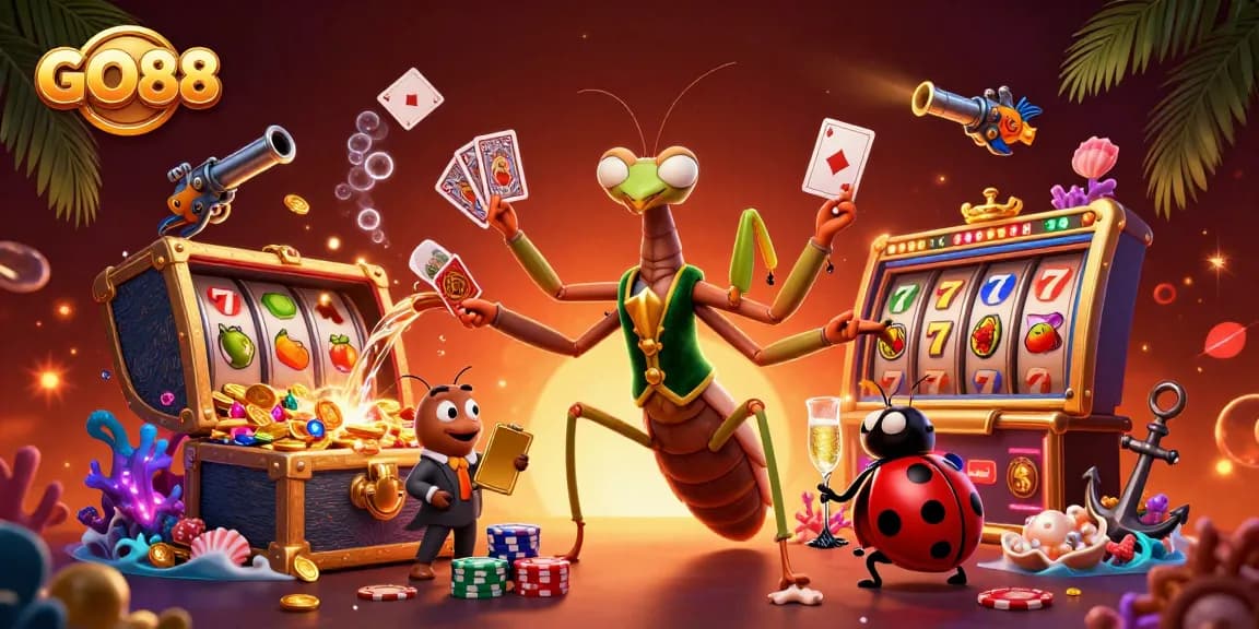 Experience the exciting world of GO88 with immersive slots, vibrant characters, and dynamic casino elements.