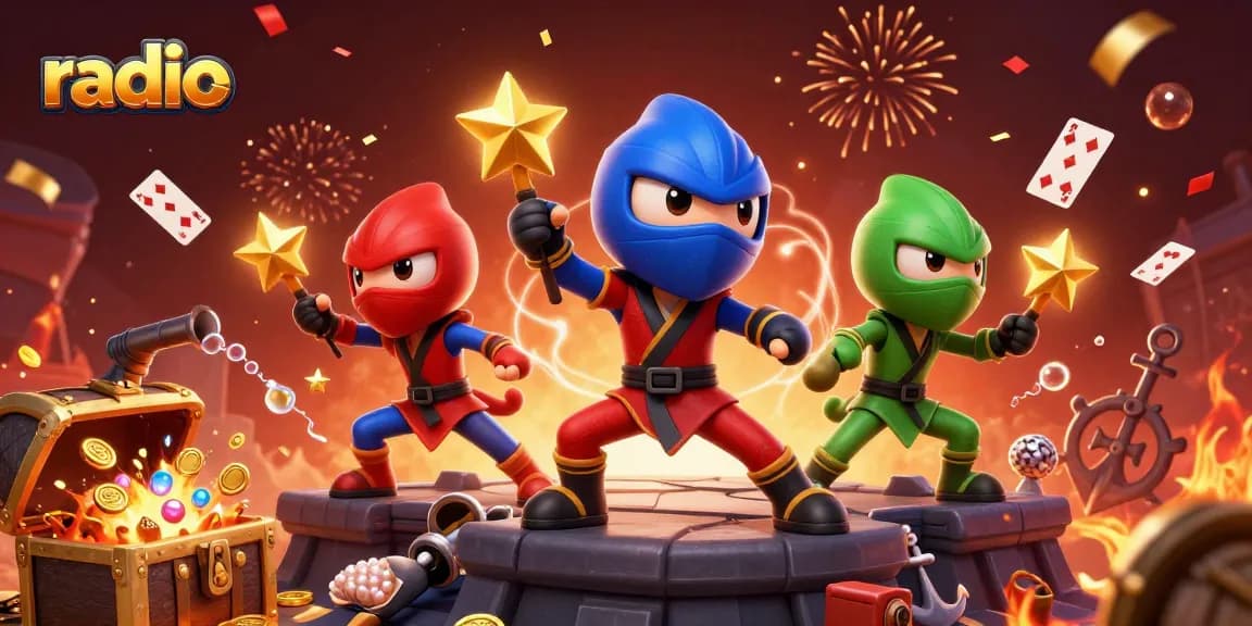 Engage in thrilling radio casino adventures with ninja chameleons in martial arts action.