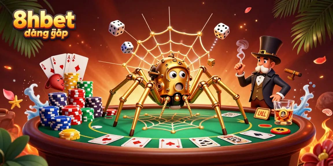 Experience 8xbet đăng nhập with this exciting illustration depicting a rich casino scene filled with vibrant game elements.