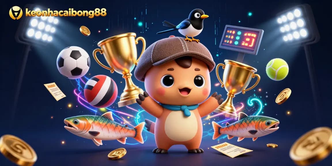 Engage in exciting betting with keonhacaibong88 featuring vibrant characters and casino elements.