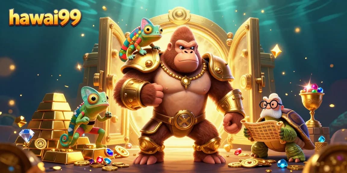 Experience the excitement of winning at hawai99 with the dynamic casino scene featuring a powerful gorilla king.