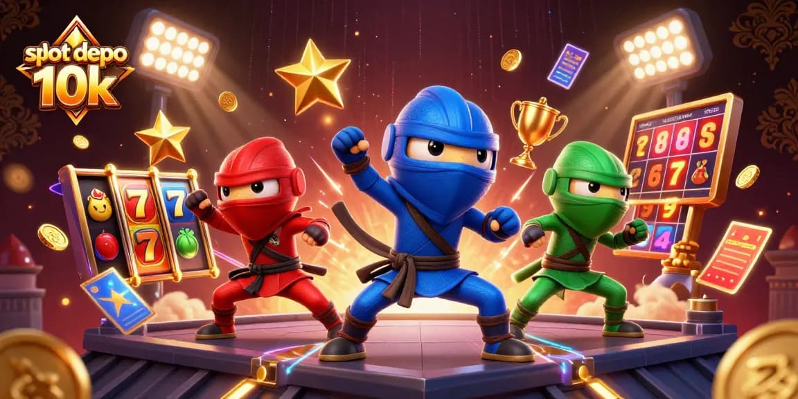 Slot depo 10k memberikan keseruan bermain slot dengan karakter chameleon dan elemen permainan di latar belakang.