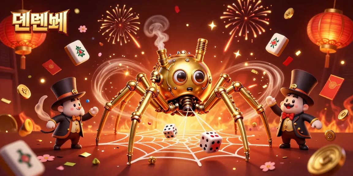 Experience the excitement of 텐텐벳 with a steampunk spider and dynamic casino elements.