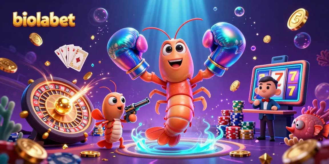 Menangkan jackpot dengan biolabet dalam ilustrasi kasino 3D penuh warna yang meriah.