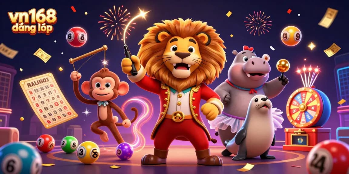 Engage with vibrant colors and excitement at vn168 đăng nhập, showcasing lively characters in a thrilling casino-themed illustration.