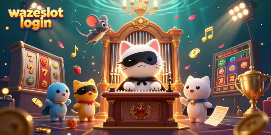Experience wazeslot login with vibrant 3D casino illustration filled with dynamic gaming elements.