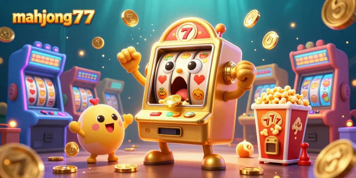 Celebrate jackpots with mahjong777's thrilling illustration featuring slot machines in action.