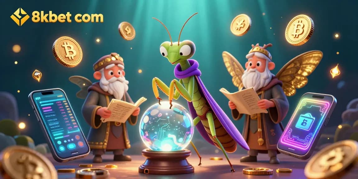 Engage with 8xbet com's thrilling casino experience through a vibrant, mystical illustration.