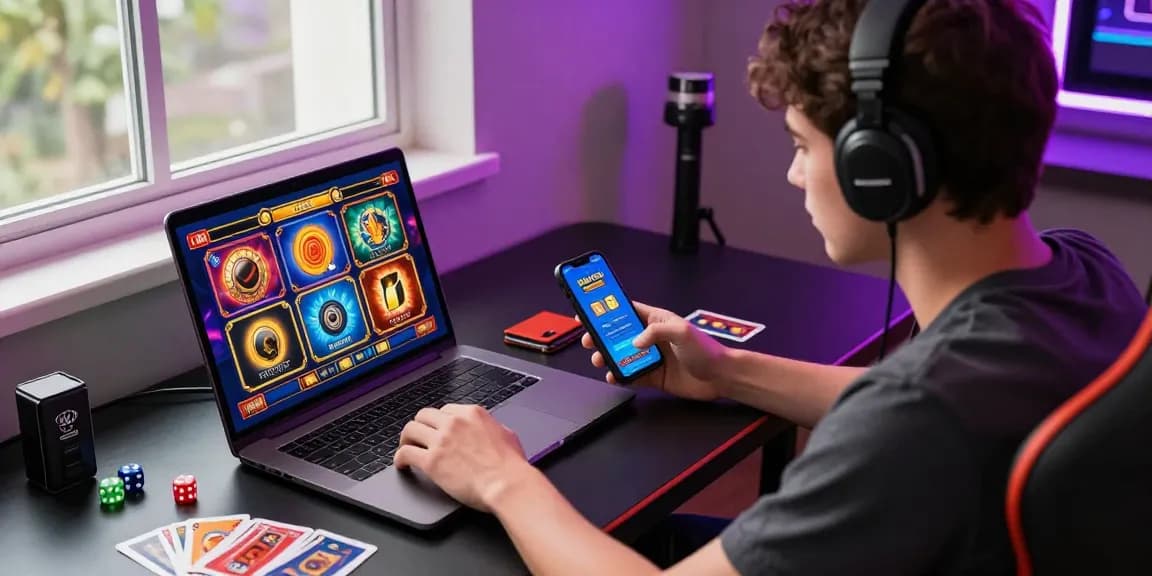 Engaged player enjoying online slot games on ngamenjitu with vibrant setup.