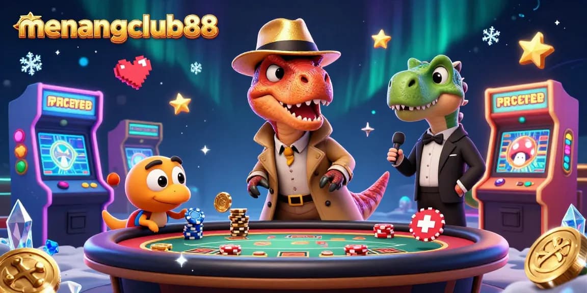 Experience thrilling moments at menangclub88 with a velociraptor card counter and animated casino action.