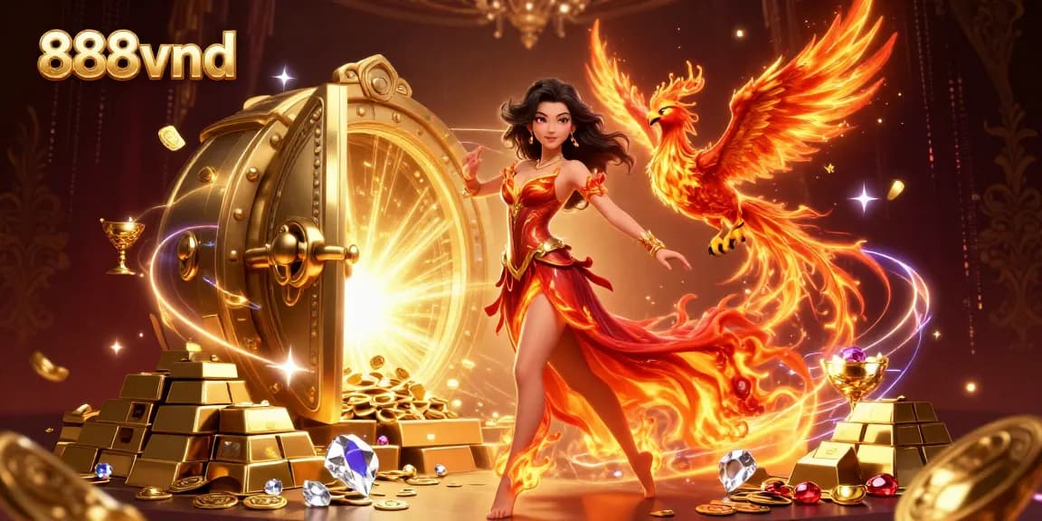 Experience winning thrills with 888vnd in a vibrant casino scene filled with wealth and energy.
