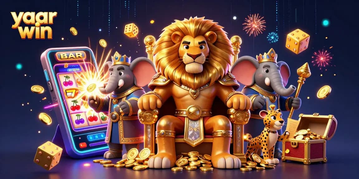 Experience yaar win with the fierce lion king and dynamic slot machine explosion.