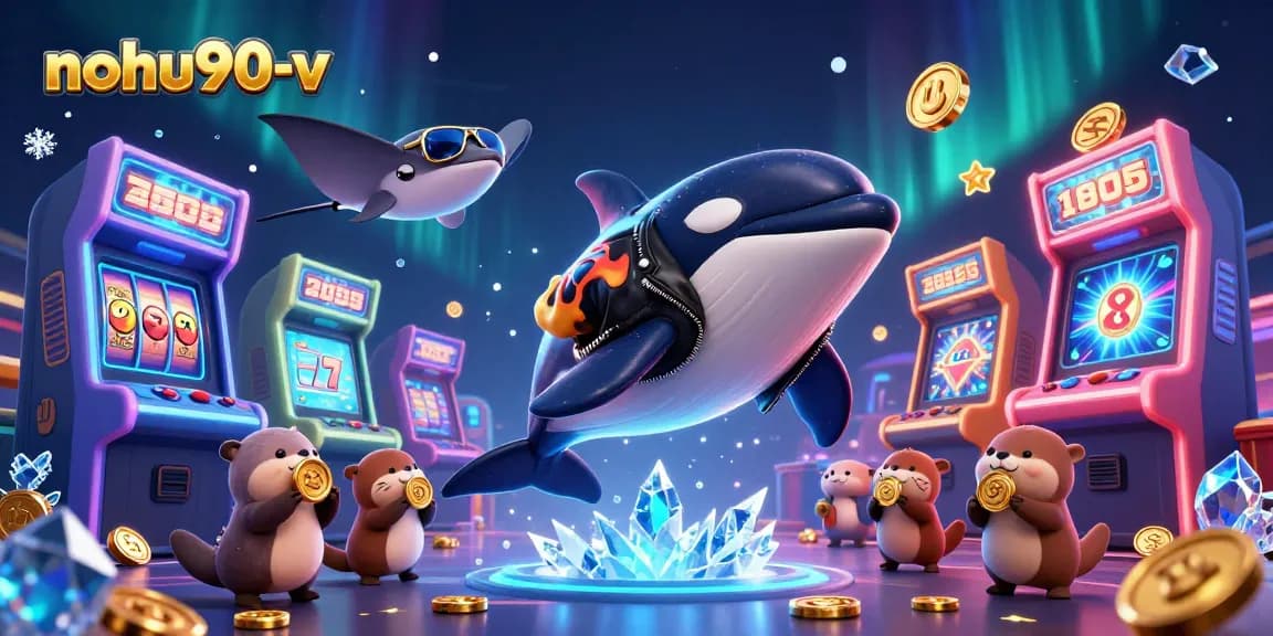 Engage with exciting casino action at nohu90-v as the orca whale jumps amidst colorful game elements.
