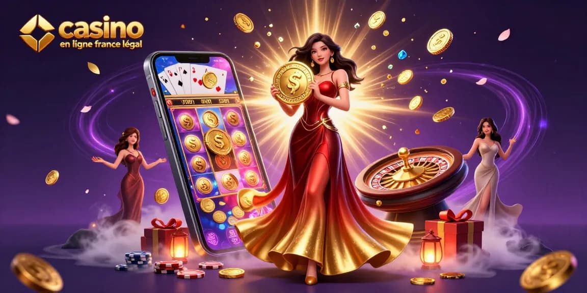 Engage with the vibrant world of casino en ligne france légal, featuring a stunning woman and dynamic game elements.