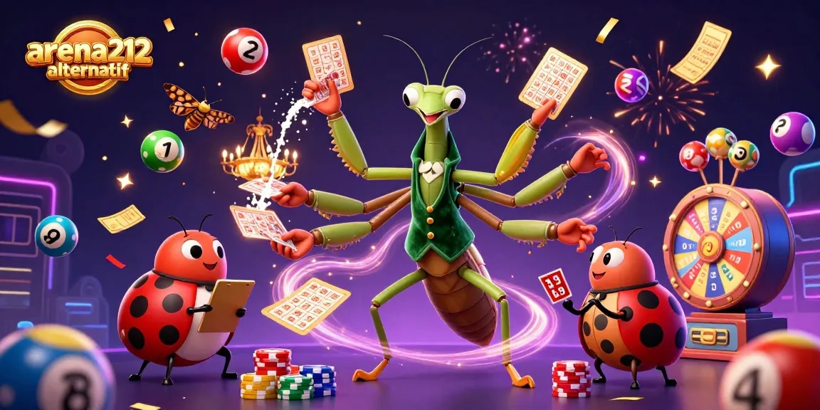 Slot dan keberuntungan menanti di arena212 alternatif dengan bola lotere berwarna-warni, bingkai emas, dan caesar judi.