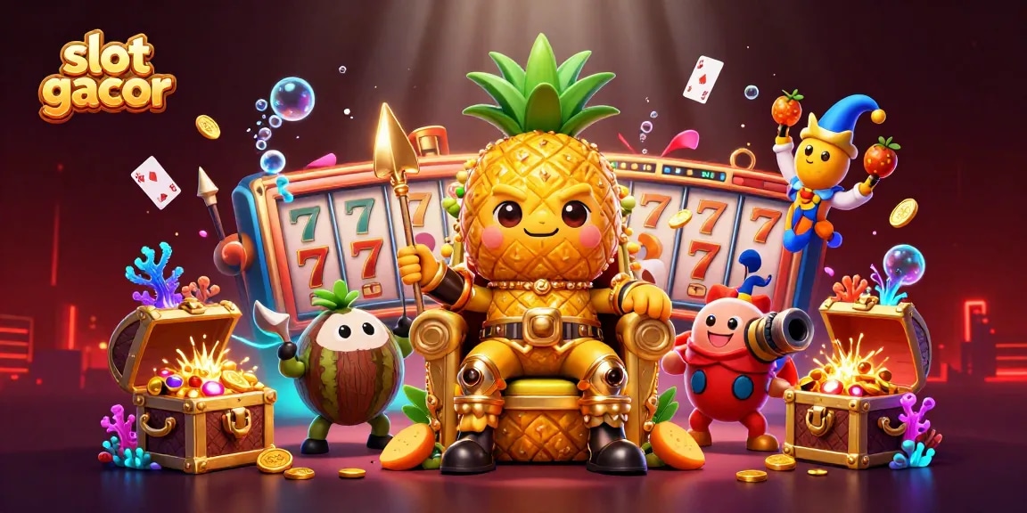 Memenangkan jackpot slot gacor dengan raja nanas berkhayal di kasino tropis yang meriah.