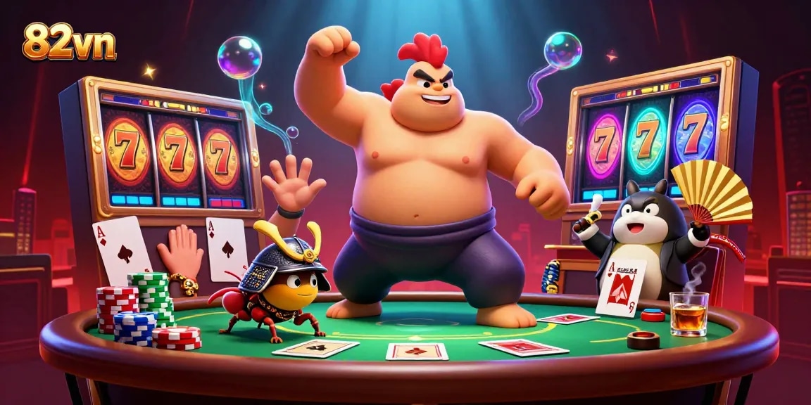 Experience the thrill with 82vn as a powerful sumo wrestler rooster and dynamic elements captivate your atmosphere.