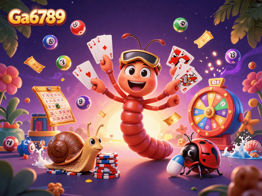 Engage with Ga6789 in this vibrant illustration of a lively casino scene filled with dynamic game elements.