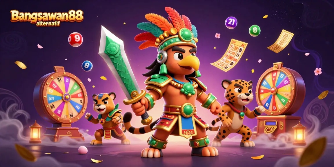 Experience the excitement of bangsawan88 alternatif with vibrant lottery elements and Aztec warriors in action.