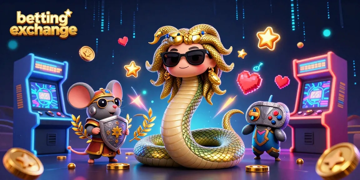 Engage with the exciting betting exchange scene featuring friendly Medusa and a warrior mouse.