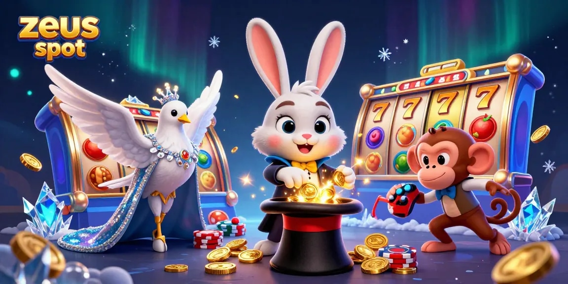 Experience the thrill of zeus slot as the magician rabbit pulls in golden coins amidst sparkling jackpot action.