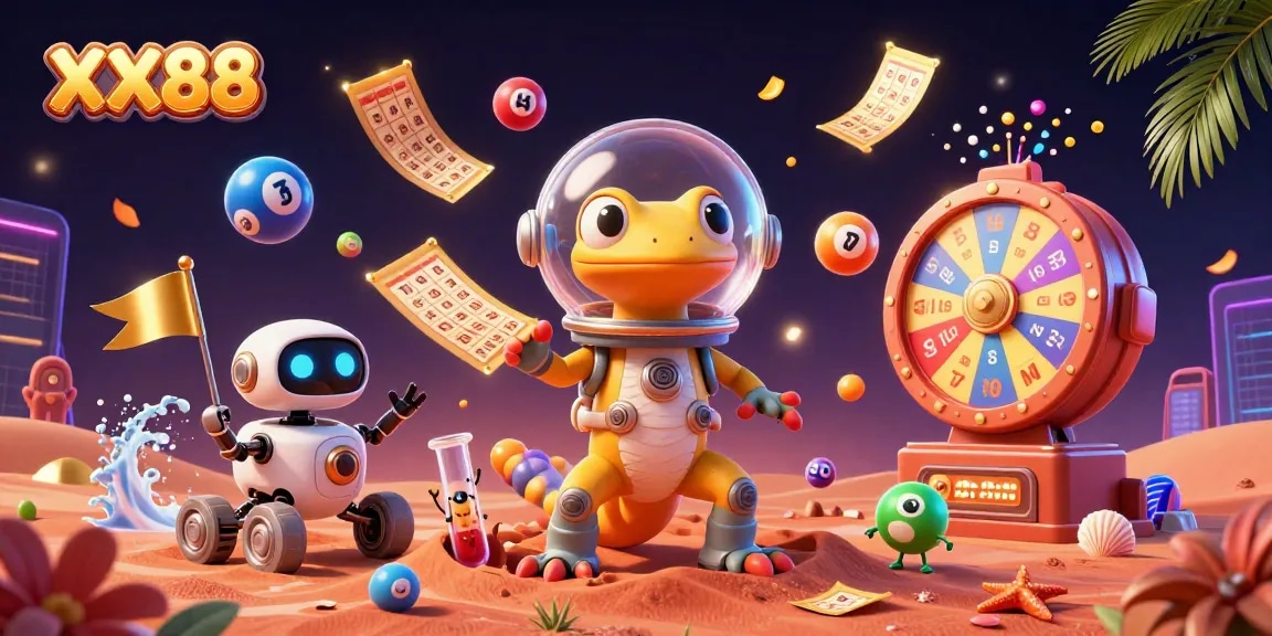 Engage with the excitement of XX88 as a Martian gecko and robot rover discover a vibrant casino.