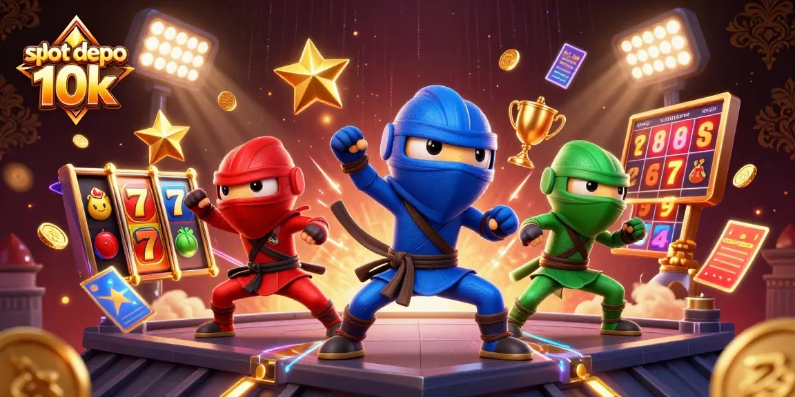 Slot depo 10k memberikan keseruan bermain slot dengan karakter chameleon dan elemen permainan di latar belakang.