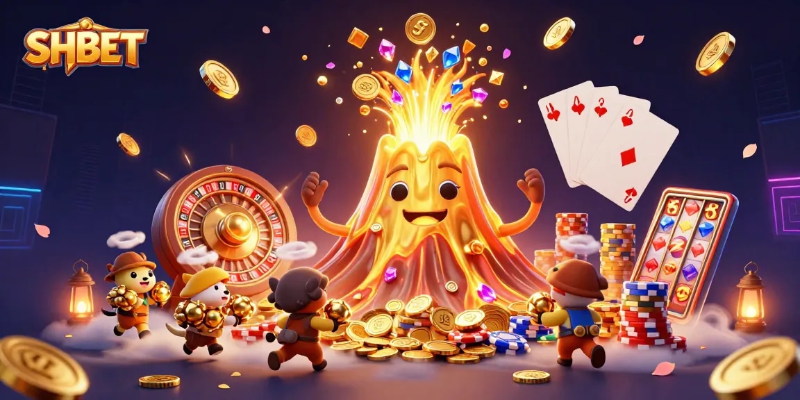 Experience thrilling moments at SHBET as a victorious volcano erupts in treasure, casino games, and excitement.