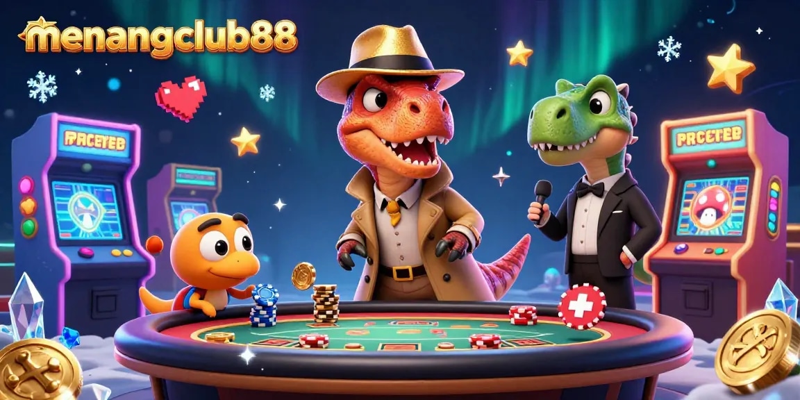 Experience thrilling moments at menangclub88 with a velociraptor card counter and animated casino action.