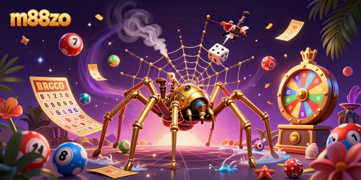 Experience vibrant gaming thrills with m88zo in this dynamic 3D casino scene.