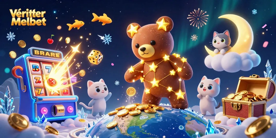Vérifier coupon Melbet avec des personnages ludiques dans un univers de jeux de casino