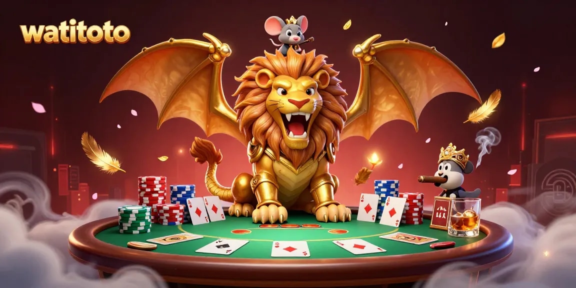 Experience thrilling gaming action at watitoto, featuring dynamic poker elements and vibrant illustration.