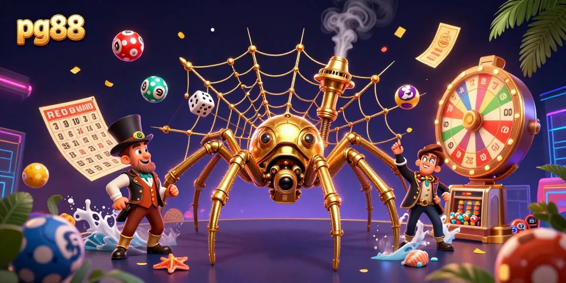 Experience excitement at pg88 with a colorful 3D casino scene showcasing captivating game elements.