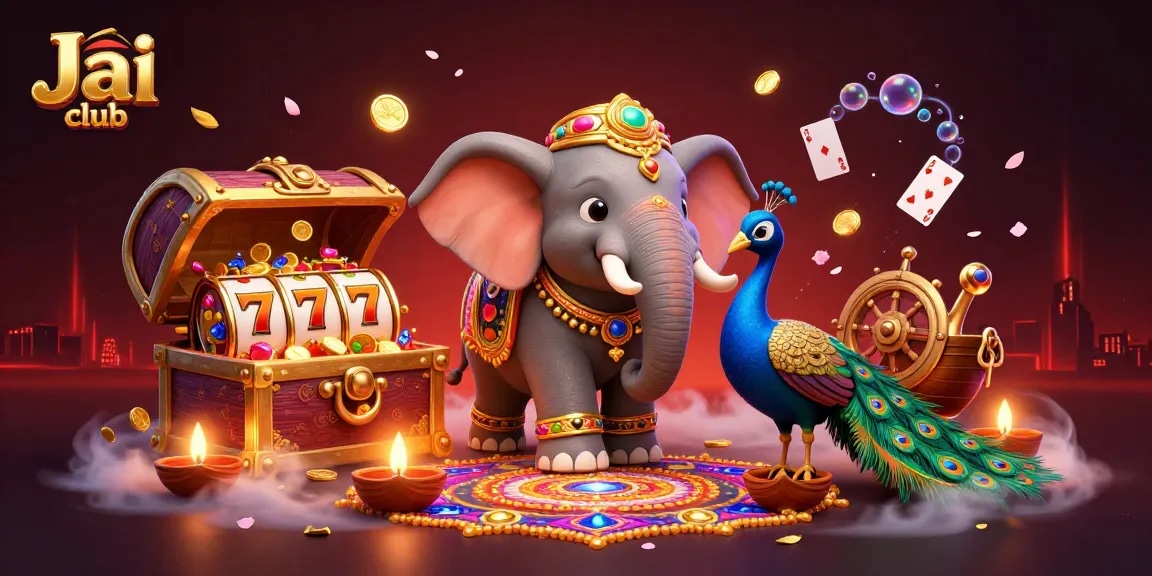 Engage in thrilling gameplay at Jai club featuring vibrant elephants and slot elements.