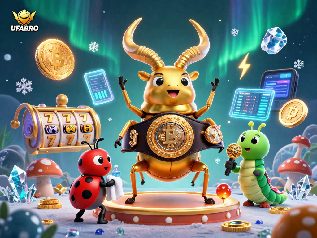 Experience thrilling slots and games at UFABRO with engaging cartoon characters in a colorful casino scene.