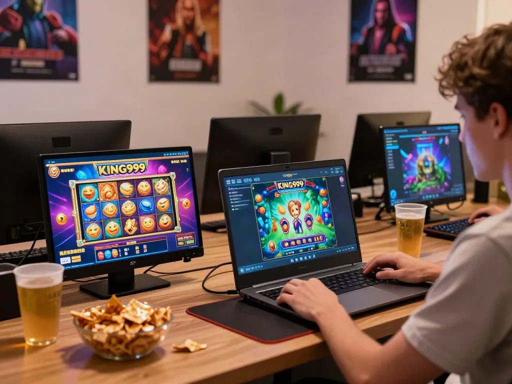 Engaged player experiencing the thrill of online slot gaming on KING999.
