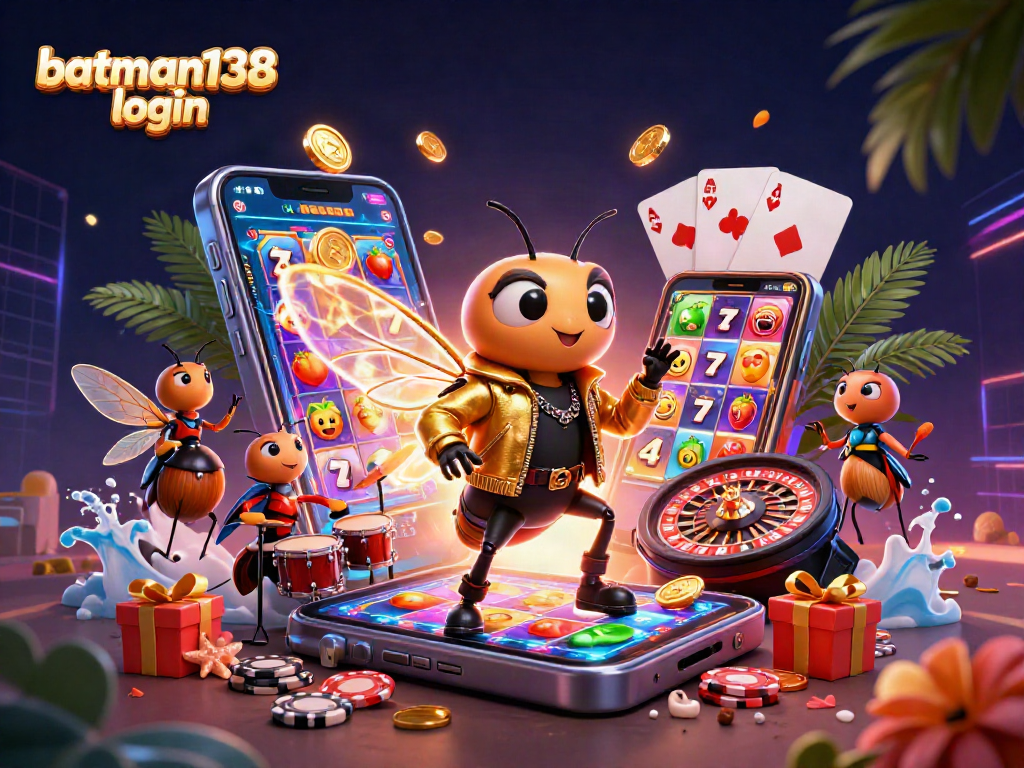 Engage with batman138 login for exciting slots and casino fun, featuring vibrant casino graphics.