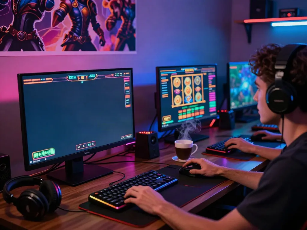 A captivating online gaming setup showcasing akunjp in action with vivid graphics.