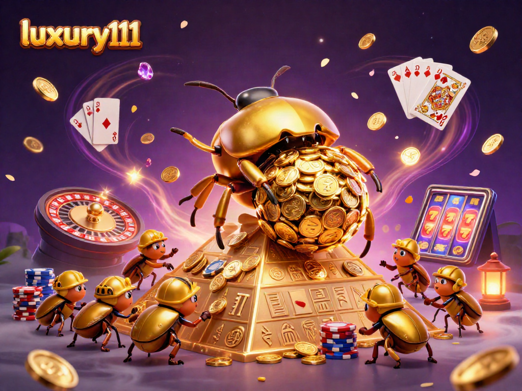 Experience thrilling gameplay with luxury111 as golden coins cascade in this vibrant digital casino scene.