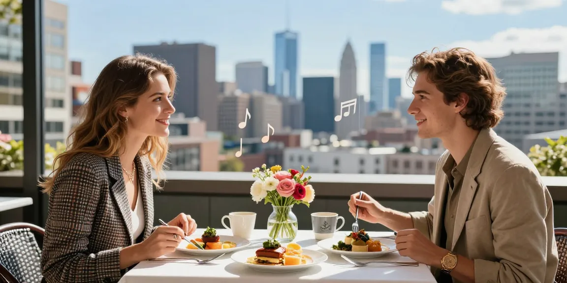 Brunch mewah di kafe rooftop bersama pasangan, mencerminkan gaya hidup luxury111.