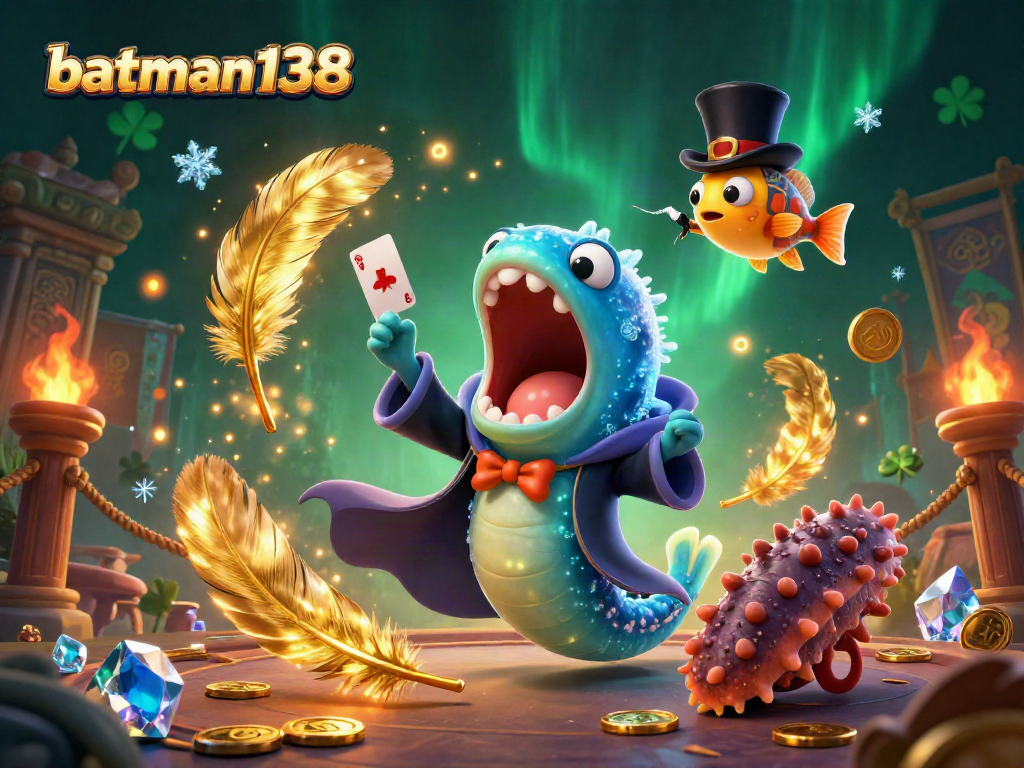 Gambarkan aksi batman138 dengan ikan gulper dan teman-temannya dalam atmosfer kasino yang hiruk-pikuk.